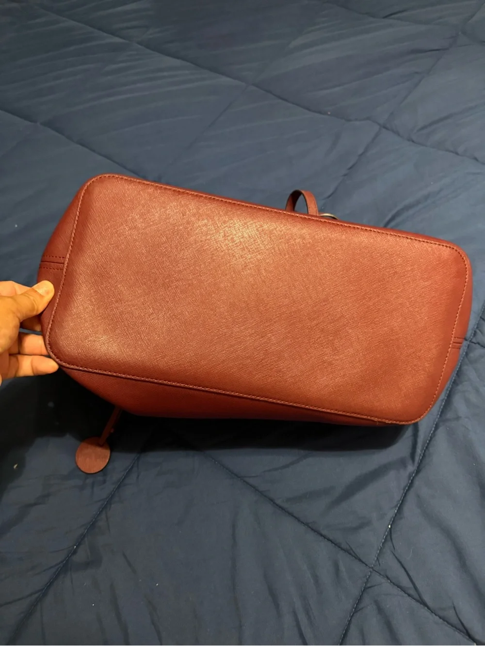 Michael Kors Burgundy Leather Tote with Signature MK Charm